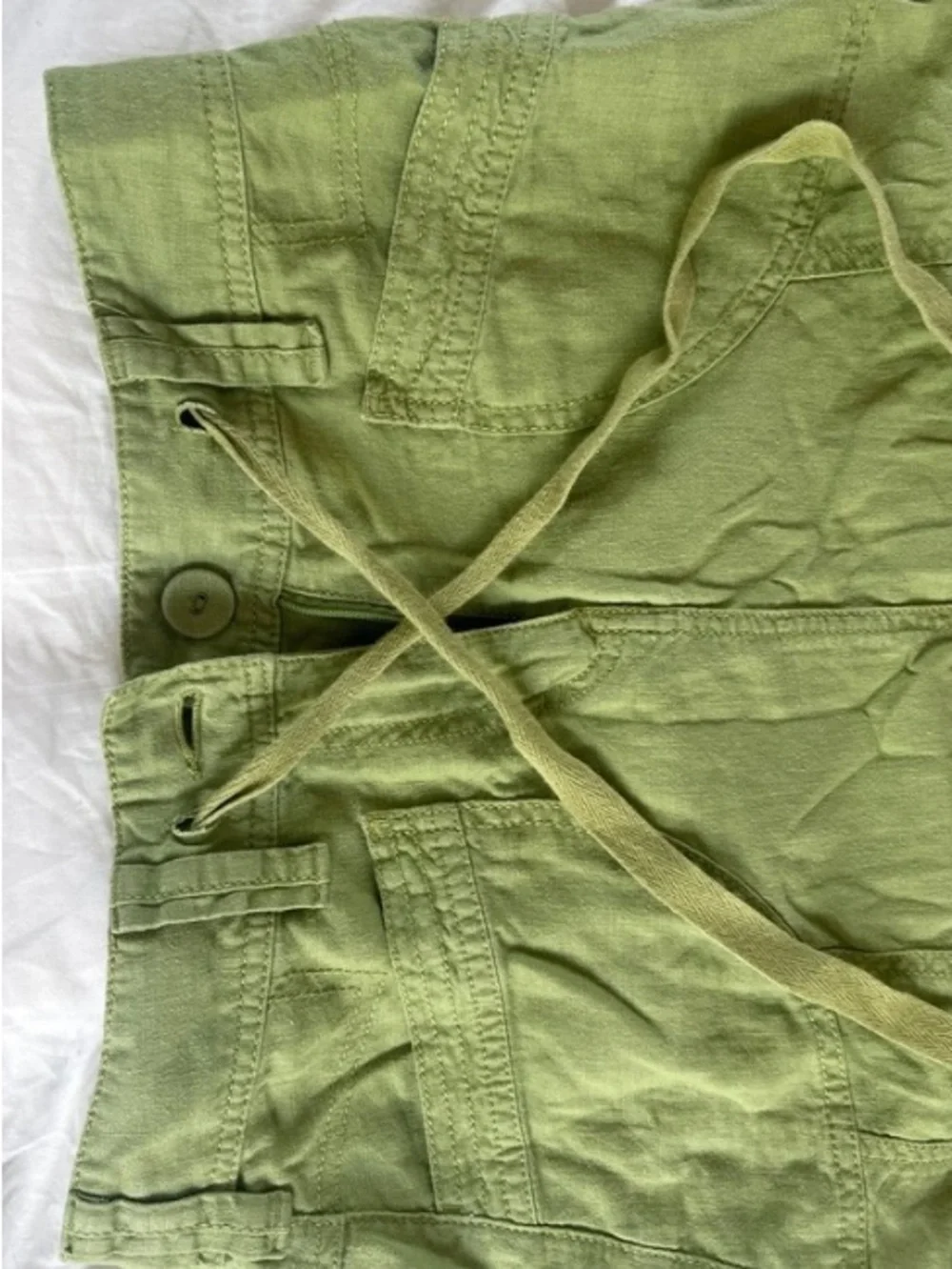 Nicole Miller Light Green Drawstring Mini Skirt